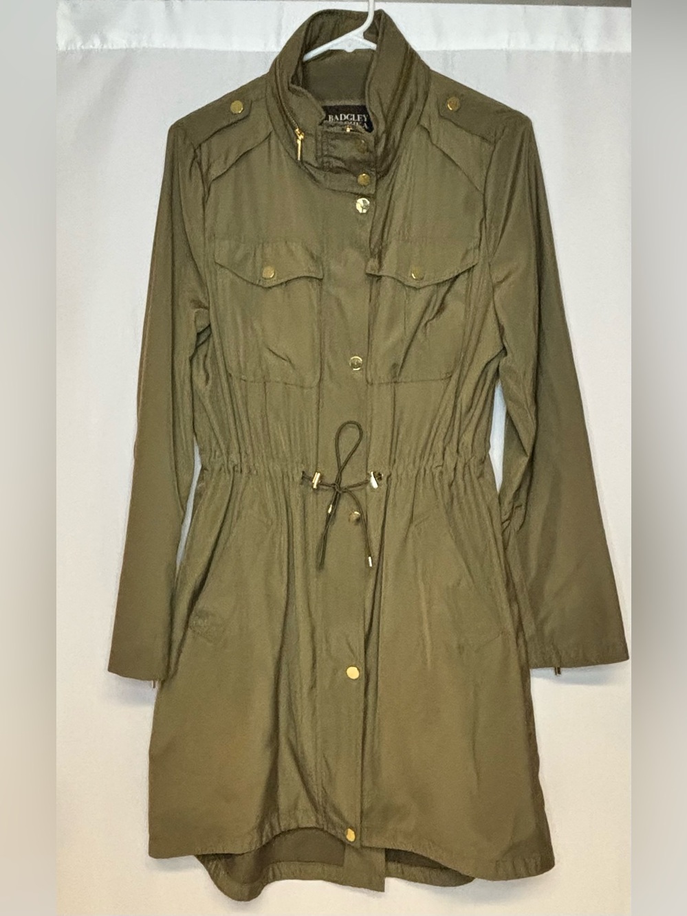 Badgley Mischka Olive Green Utility Trench Anorak Jacket M NWOT